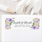 Rustieke Paarse crème Floral retour adreslabel Etiket (Insitu)