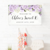 Rustieke Paarse en witte bloemenzoet 16 Party Spandoek (Insitu)