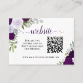 Rustieke Paarse Rozen bruiloft website QR-code Informatiekaartje (Voorkant)