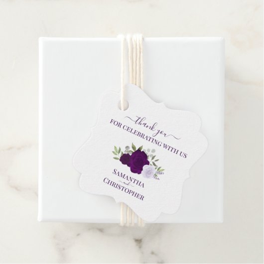 Rustieke Paarse Rozen Elegante bruiloft dank u Bedankjes Labels (In situ)
