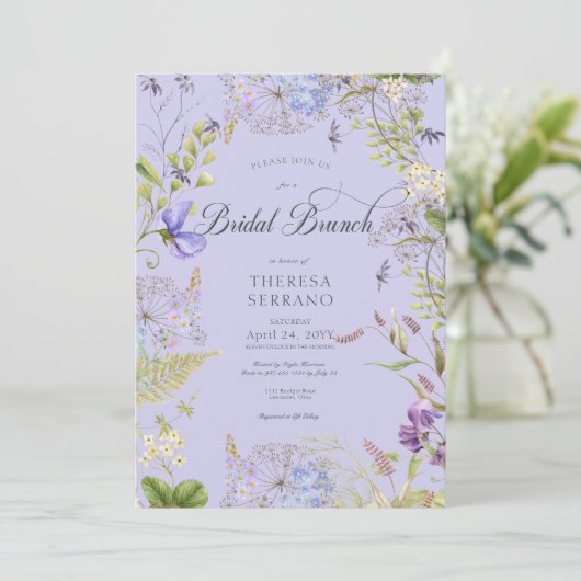 Rustieke Paarse Sage Wildflower Paarse Bruidsbrunc Kaart (Staand voorkant)