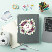 Rustieke Paarse Waterverf krans met Monogram Sticker (iPad Cover)