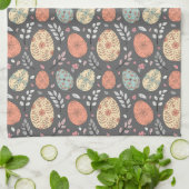 Rustieke Paaskeuken Handdoek – Donker Pastel Ei (Gevouwen)