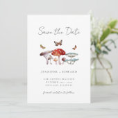 Rustieke paddenstoel mot bruiloft de datum opslaan save the date (Staand voorkant)
