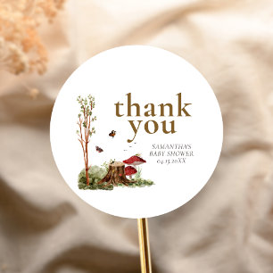 Rustieke Paddenstoelen Bos Baby Shower Ronde Sticker
