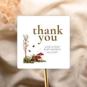 Rustieke Paddenstoelen Bos Baby Shower Vierkante Sticker