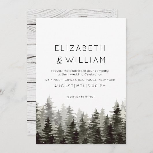 Rustieke Paine Bomen Bruiloft Kaart (Voorkant / Achterkant)