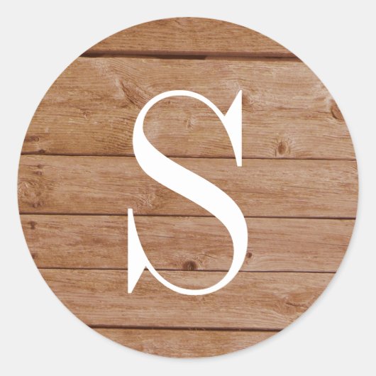 Rustieke Pallet Houten Textuur Monogram Ronde Sticker (Voorkant)