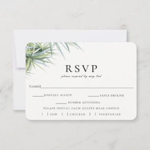 Rustieke Palm Leaf Bruiloft RSVP Maaltijd Keuze Ka Kaartje