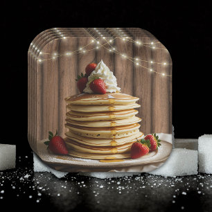 Rustieke Pannenkoeken Baby & Brunch Baby shower Papieren Bordje