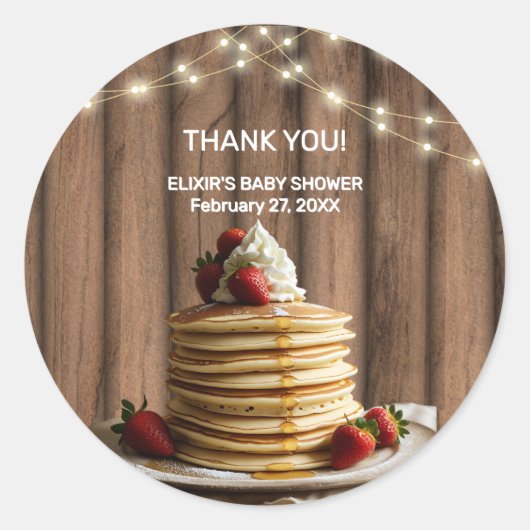 Rustieke Pannenkoeken Baby & Brunch Baby shower Ronde Sticker (Voorkant)