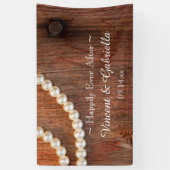 Rustieke parels en schuur hout landelijke bruiloft spandoek (Verticaal)
