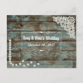 Rustieke Parels & Lace Wedding RSVP Uitnodiging Briefkaart