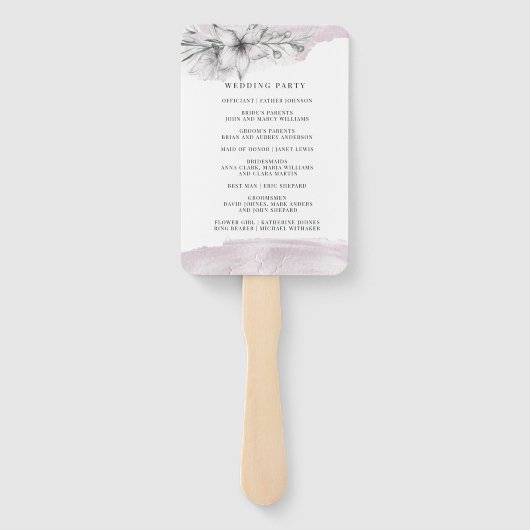 Rustieke Pastel Botanics Bruiloft Hand Fan Handwaaier (Achterkant)