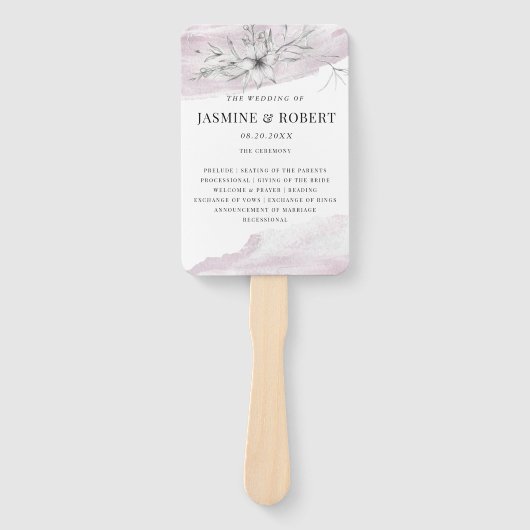 Rustieke Pastel Botanics Bruiloft Hand Fan Handwaaier (Voorkant)
