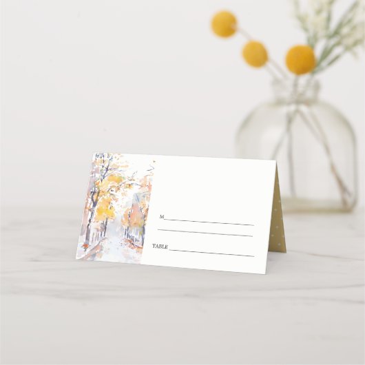 Rustieke Pastel Geel Herfst Herfst Landschap Bruil (Achterkant)