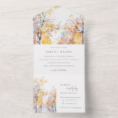 Rustieke Pastel Geel Herfst Herfst Landschap Bruil All In One Uitnodiging (Binnen)