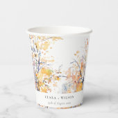 Rustieke Pastel Geel Herfst Herfst Landschap Bruil Papieren Bekers (Achterkant)