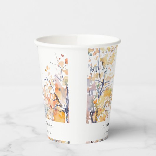 Rustieke Pastel Geel Herfst Herfst Landschap Bruil Papieren Bekers (Links)