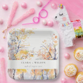 Rustieke Pastel Geel Herfst Herfst Landschap Bruil Papieren Bordje (Feest)