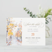 Rustieke Pastel Herfst Herfst Landschap Bruiloft Save The Date (Staand voorkant)