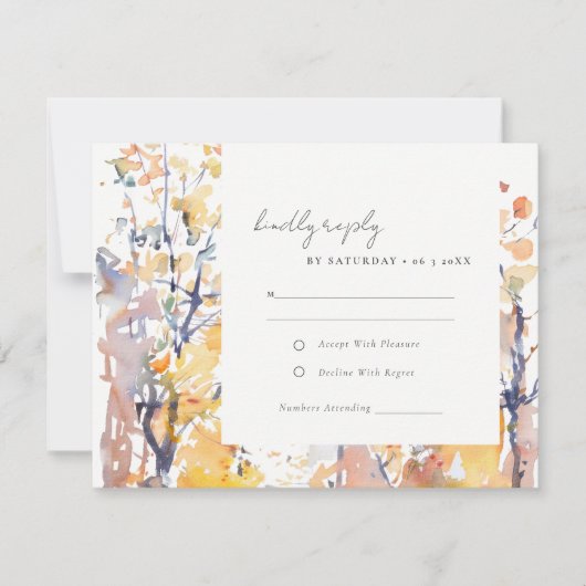 Rustieke Pastel Herfst herfstlandschap bruiloft RSVP Kaartje (Voorkant)