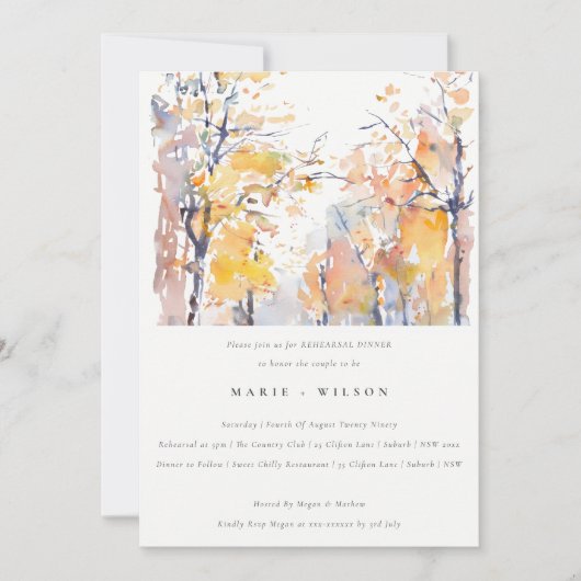 Rustieke Pastel Herfst Landschap Repetitie Diner Kaart (Voorkant)