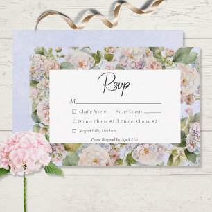 Rustieke Pastel Hydrangea Floral Monogram Periwink RSVP Kaartje