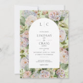 Rustieke Pastel Hydrangea Floral Monogram Sage Gro Kaart (Voorkant)