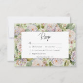 Rustieke Pastel Hydrangea Floral Monogram Sage Gro RSVP Kaartje (Voorkant)