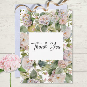 Rustieke Pastel Hydrangea Floral Monogram Wit Bedankkaart
