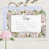 Rustieke Pastel Hydrangea Floral Monogram Wit RSVP Kaartje