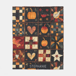 Rustieke patchwork   Folk Art Autumn Quilt patroon Fleece Deken