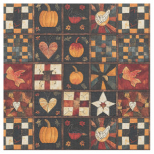 Rustieke patchwork   Folk Art Autumn Quilt patroon Stof