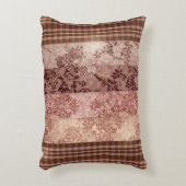 Rustieke Patchwork Plaid en Bloemendamasker Accent Kussen (Voorkant(Verticaal))