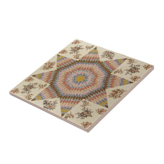 Rustieke Patchwork Quilt Ster van Bethlehem Tegeltje (Zijkant)