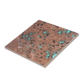 Rustieke patina koper met turquoise tegeltje (Zijkant)