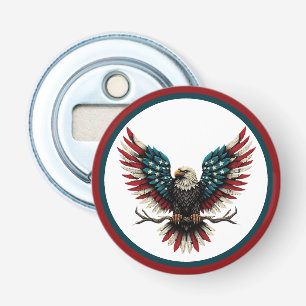 Rustieke patriottische Amerikaanse / USA zeearend Button Flesopener