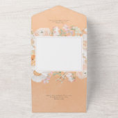 Rustieke Peach Blush & White Floral diner All In One Uitnodiging (Buitenkant)