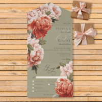 Rustieke Peach & Rust Pioenen op Sage Dinner