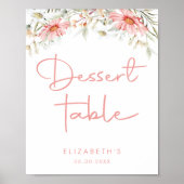 Rustieke Peach Wildflower Dessert Tafelteken Poster (Voorkant)