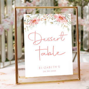 Rustieke Peach Wildflower Dessert Tafelteken Poster