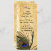 Rustieke Peacock Feather bruiloft menu (Voorkant / Achterkant)