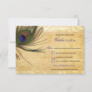 Rustieke Peacock Feather bruiloft rsvp 3.5 x5