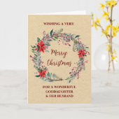 Rustieke peetdochter en haar man Vrolijk kerstfees Kaart (Gele Bloem)