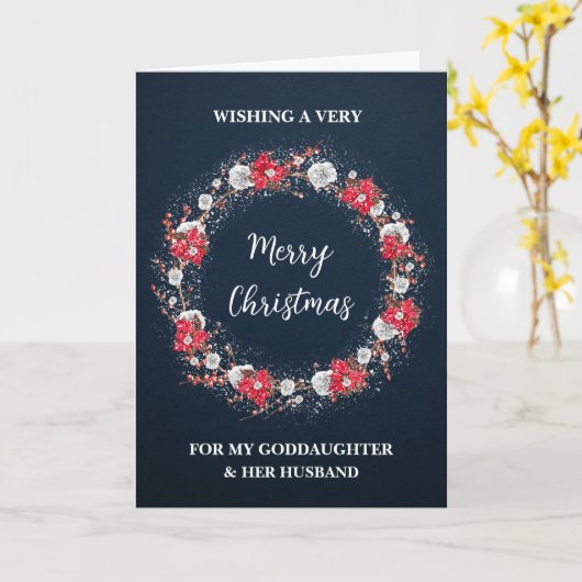 Rustieke peetdochter & haar man Vrolijk kerstfeest Kaart (Gele Bloem)