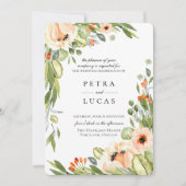 Rustieke perzik botanische bruiloft kaart (Voorkant)