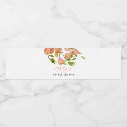 Rustieke perzik bruidsfeest waterfles etiket (Enkel label)