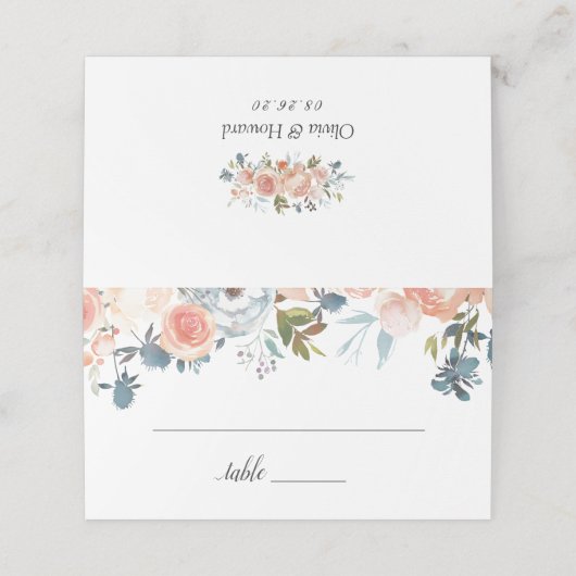 Rustieke Perzik Waterverf Herfst Floral Wedding (Buitenkant ongevouwen)