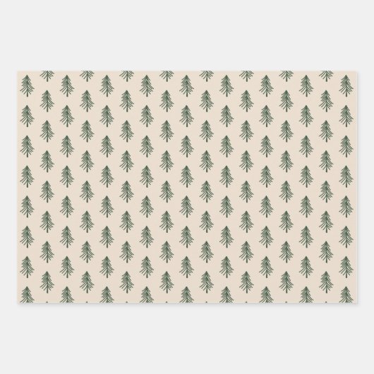Rustieke pijnbomen en gepleegde kerst inpakpapier vel (Voorkant 3)
